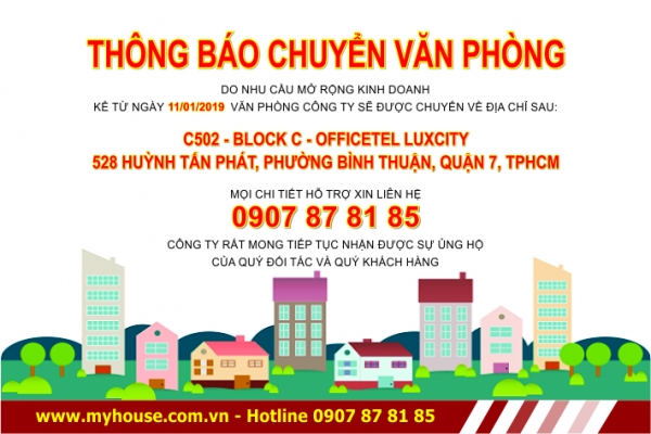 THÔNG BÁO DỜI VĂN PHÒNG MY HOUSE